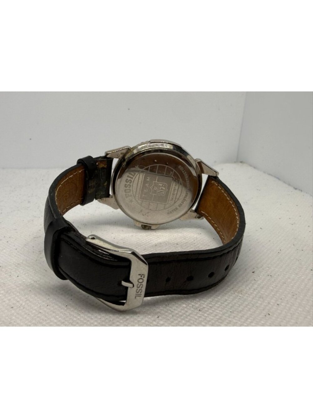 Fossil New England Patriots NFL 1995 Vintage Mens Leather Watch Steel 40mm - Picture 10 of 15